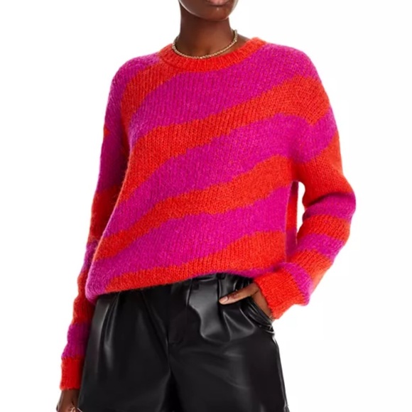 MOTHERThe Biggie Orange & Pink Zebra Print Sweater